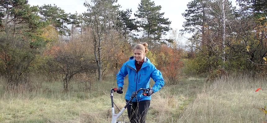 Mit dem Balkenmäher geht das Mähen gut voran.