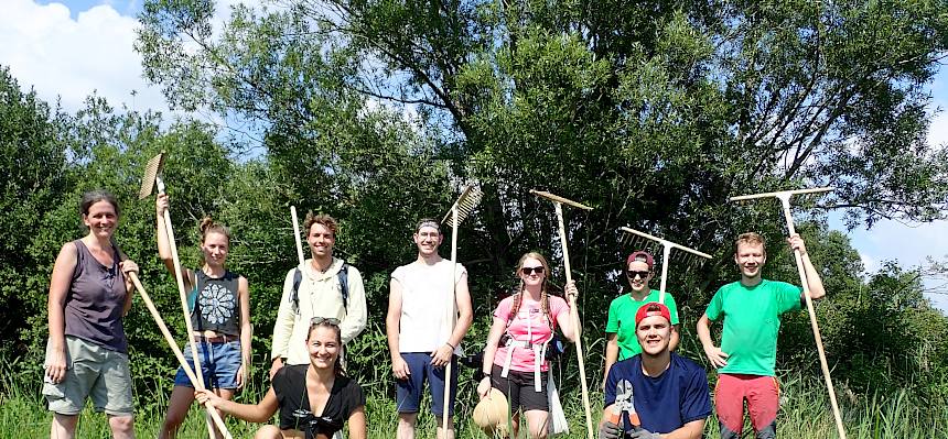 Freiwillige Helfer*innen am ersten Tag des Pflegeeinsatzes.