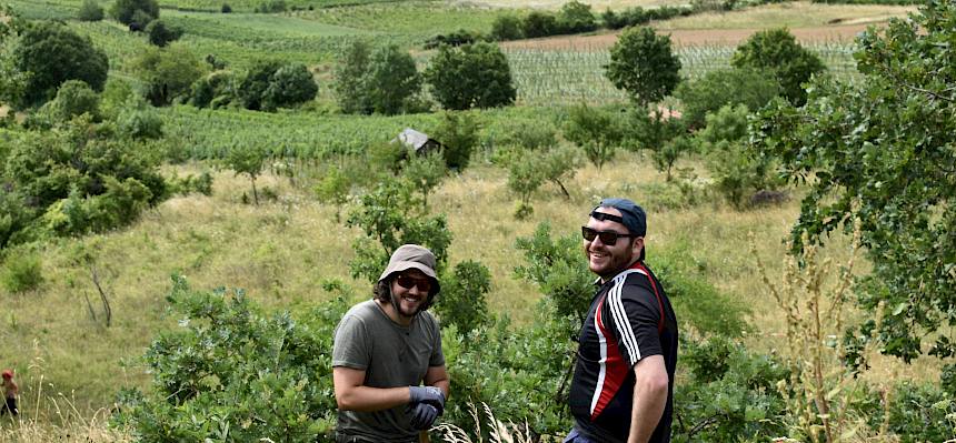 Arbeit auf dem Trockenrasen.